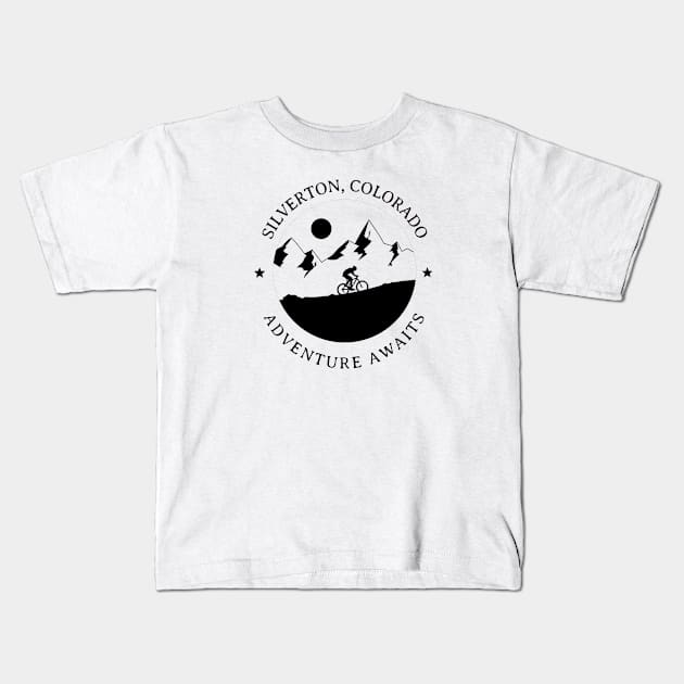 Silverton, Colorado Mountain Biking Kids T-Shirt by Mountain Morning Graphics